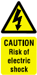 Warning safety - Electrical hazard signs. Caution - Risk of electric shock. Size 150 x 100mm. SAV WS 1212